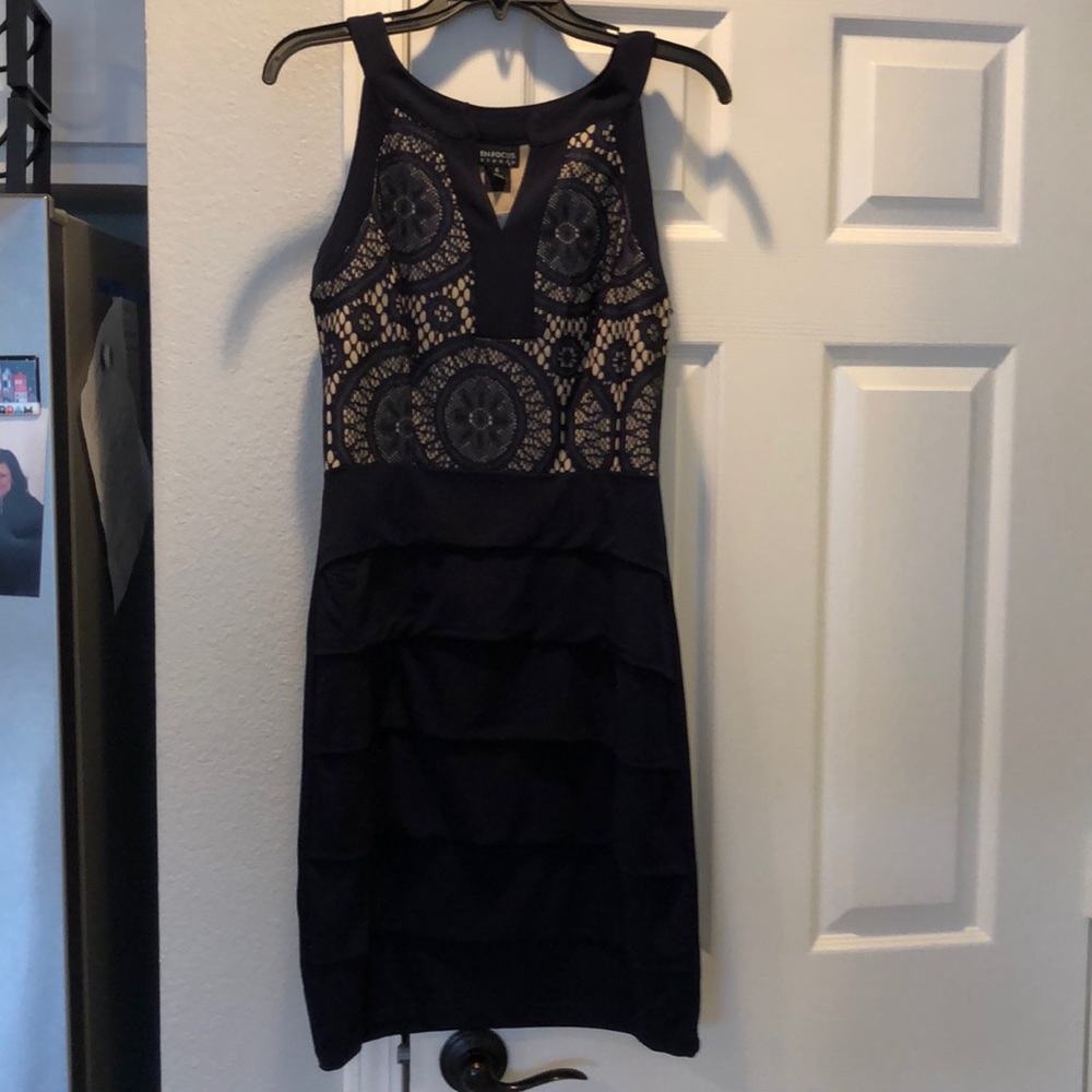 Navy & nude sleeveless dress